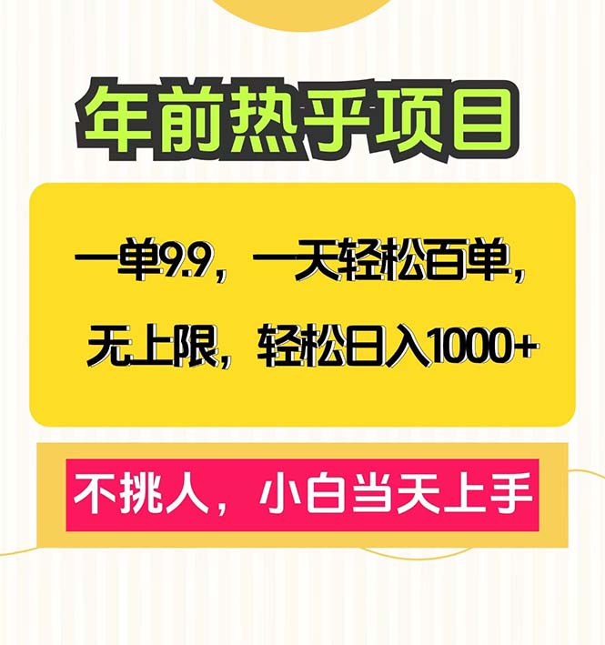 一单9.9，一天百单无上限，不挑人，小白当天上手，轻松日入1000+ - 小毅网创-小毅网创