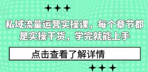 私域流量运营实操课,每个章节都是实操干货,学完就能上手-小毅网创