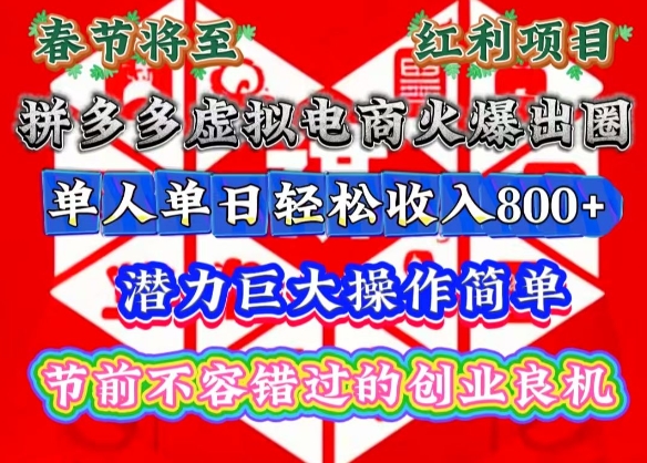 春节将至，拼多多虚拟电商火爆出圈，潜力巨大操作简单，单人单日轻松收入多张【揭秘】 - 小毅网创-小毅网创