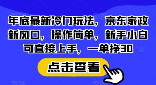 年底最新冷门玩法,京东家政新风口,操作简单,新手小白可直接上手,一单挣30【揭秘】 - 小毅网创-小毅网创