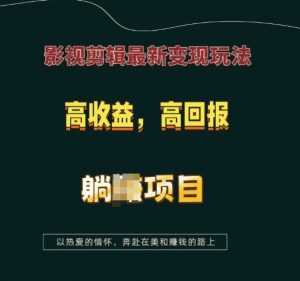 影视剪辑最新变现玩法，高收益，高回报，躺Z项目【揭秘】-小毅网创