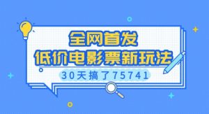 全网首发，低价电影票新玩法，已有人30天搞了75741【揭秘】-小毅网创