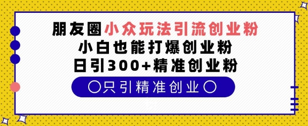 朋友圈小众玩法引流创业粉，小白也能打爆创业粉，日引300+精准创业粉【揭秘】 - 小毅网创-小毅网创