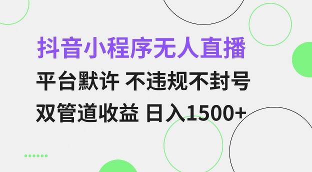 抖音小程序无人直播 平台默许 不违规不封号 双管道收益 日入多张 小白也能轻松操作【仅揭秘】 - 小毅网创-小毅网创