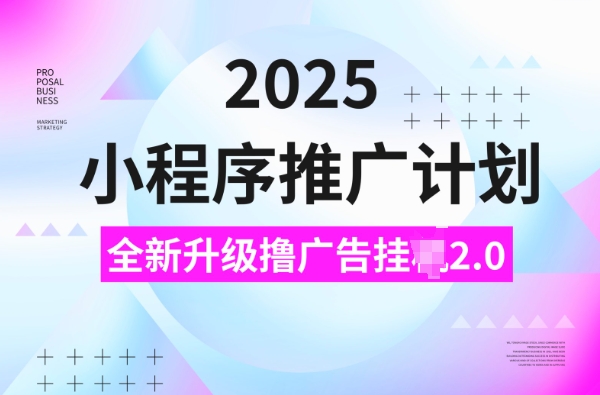 2025小程序推广计划，撸广告挂JI3.0玩法，日均5张【揭秘】 - 小毅网创-小毅网创