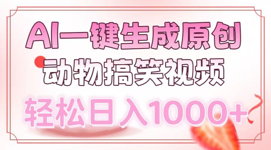 AI一键生成原创动物搞笑视频，轻松日入1000+ - 小毅网创-小毅网创