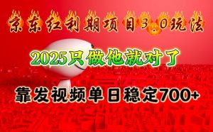 京东红利项目3.0玩法，2025只做他就对了，靠发视频单日稳定700+-小毅网创