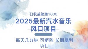 2025最新汽水音乐躺赚项目 每天几分钟 日入1000＋-小毅网创
