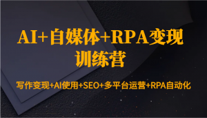 AI+自媒体+RPA变现训练营：写作变现+AI使用+SEO+多平台运营+RPA自动化-小毅网创