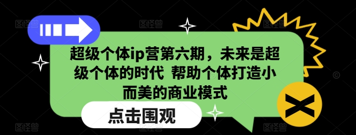 超级个体ip营第六期，未来是超级个体的时代  帮助个体打造小而美的商业模式 - 小毅网创-小毅网创