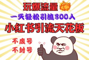 小红书引流天花板，玩爆流量，一天轻松引流300人，安全操作-小毅网创