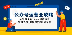 公众号运营全攻略:从流量主到10w+爆款打造,领域选择/选题技巧/账号运营-小毅网创
