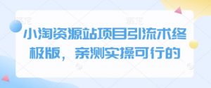 小淘资源站项目引流术终极版，亲测实操可行的-小毅网创