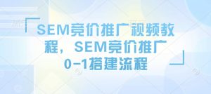 SEM竞价推广视频教程，SEM竞价推广0-1搭建流程-小毅网创