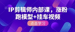 IP剪辑师内部课，涨粉跑模型+挂车视频-小毅网创