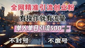 全网独家引流创业粉，有操作就有流量，单人单日引流500+，不封号、不费号-小毅网创