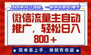 微信流量主自动推广，轻松日入800+，简单易上手，做就有收益。-小毅网创