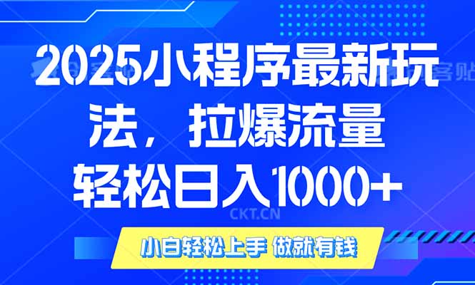 2025年小程序最新玩法，流量直接拉爆，单日稳定变现1000+ - 小毅网创-小毅网创