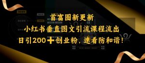 小红书垂直图文引流课程流出，日引200+创业粉，速看防和谐-小毅网创