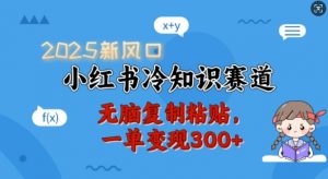 2025新风口，小红书冷知识赛道，无脑复制粘贴，一单变现300+-小毅网创