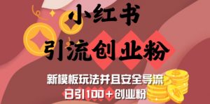 小红书引流创业粉，新模板玩法并且安全导流，日引100+创业粉-小毅网创