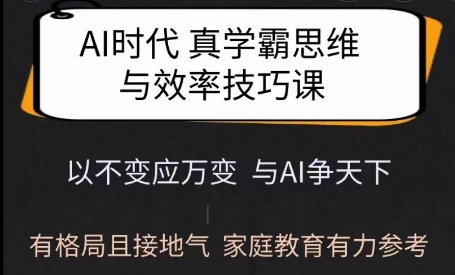 Ai时代真学霸思维与学习方法课，有格局且接地气，家庭教育有力参考 - 小毅网创-小毅网创