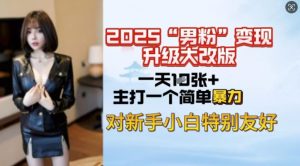2025男粉变现全新玩法升级,日入上千简简单单,小白可轻松上手-小毅网创