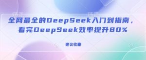 全网最全的DeepSeek入门到指南,看完DeepSeek效率提升80%(建议收藏)-小毅网创