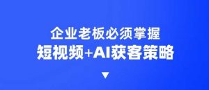 企业短视频AI获客霸屏流量课,6步短视频+AI突围法,3大霸屏抢客策略-小毅网创