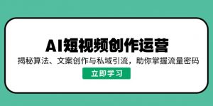 AI短视频创作运营，揭秘算法、文案创作与私域引流，助你掌握流量密码-小毅网创