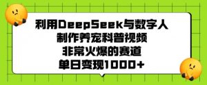 利用DeepSeek与数字人制作养宠科普视频，非常火爆的赛道，单日变现多张-小毅网创