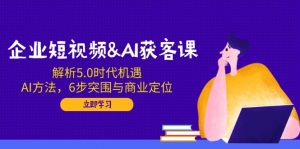 企业短视频&AI获客课:解析5.0时代机遇,AI方法,6步突围与商业定位-小毅网创