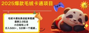 2025毛绒玩具卡通动起来，小白轻松上手，日入多张-小毅网创
