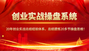 创业实战操盘系统，20年创业实战总结经验体系，总结提炼20多节操盘思维！-小毅网创