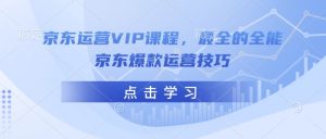 京东运营VIP课程，最全的全能京东爆款运营技巧-小毅网创