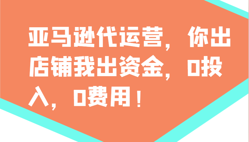 亚马逊代运营，你出店铺我出资金，0投入，0费用，无责任每天300分红，赢亏我承担 - 小毅网创-小毅网创