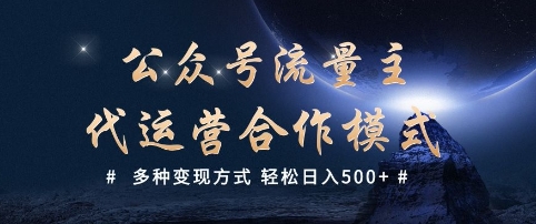 公众号流量主代运营  多种变现方式 轻松日入5张【揭秘】 - 小毅网创-小毅网创