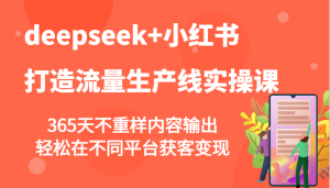 deepseek+小红书打造流量生产线实操课，365天不重样内容输出，轻松在不同平台获客变现-小毅网创