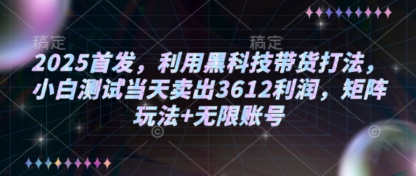 2025首发，利用黑科技带货打法，小白测试当天卖出3612利润，矩阵玩法+无限账号【揭秘】 - 小毅网创-小毅网创