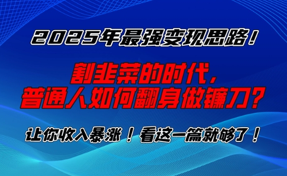 2025年最强变现思路，割韭菜的时代， 普通人如何翻身做镰刀？【揭秘】 - 小毅网创-小毅网创