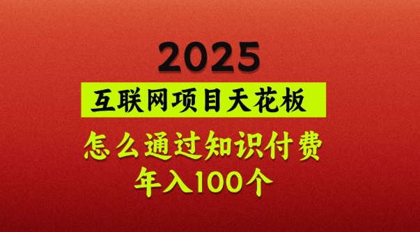 2025项目天花板，普通怎么通过知识付费翻身，年入百个【揭秘】 - 小毅网创-小毅网创