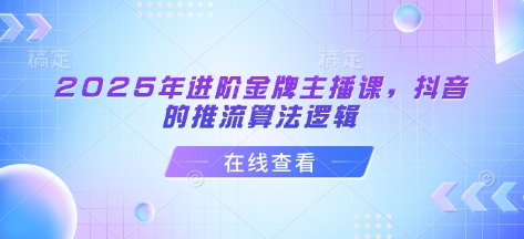 2025年进阶金牌主播课,抖音的推流算法逻辑 - 小毅网创-小毅网创