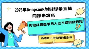 2025年Deepseek附能绿幕直播间挣米攻略无需拜师自学月入过W保姆级教程，最适合小白宝妈的轻创业-小毅网创