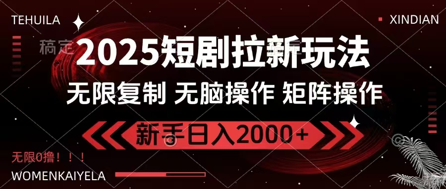 2025短剧拉新玩法，无需注册登录，无限0撸，无脑批量操作日入2000+ - 小毅网创-小毅网创