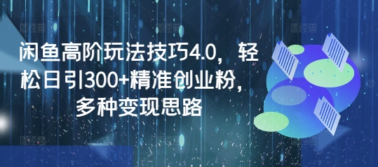 闲鱼高阶玩法技巧4.0,轻松日引300+精准创业粉,多种变现思路 - 小毅网创-小毅网创