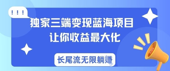 独家三端变现蓝海项目，让你收益最大化，长尾流无限躺挣 - 小毅网创-小毅网创