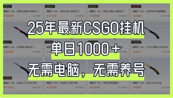 25年最新CSGO挂机系统，单日1000+，无需电脑，无需养号，0基础可上手 - 小毅网创-小毅网创