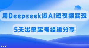 佣金45%，用Deepseek做AI短视频变现，5天出单起号经验分享-小毅网创