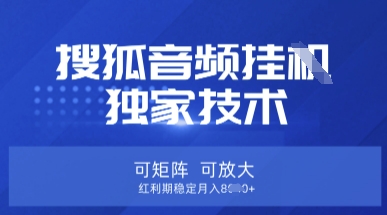 【搜狐音频挂G】独家技术，可矩阵可放大，红利期稳定月入8k【揭秘】 - 小毅网创-小毅网创