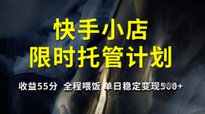 快手小店限时托管计划，收益55分，全程喂饭，单日稳定变现5张【揭秘】-小毅网创